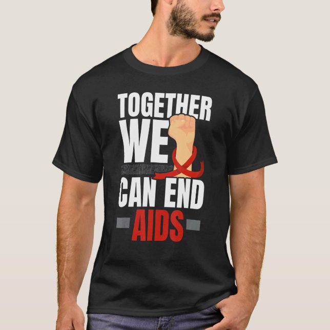 T-shirt Together We Can End Aids HIV AIDS Awareness Red Ri (Devant)