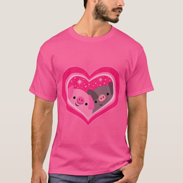 T-shirt Toi Et Moi (Jolies Cochons De Caricature) (Devant)