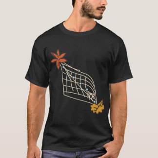 T-shirt Toile d'araignée aux feuilles d'automne orange ave