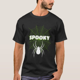 T-shirt Toile d'araignée verte blanc Halloween Éffrayant