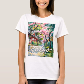 T-shirt Tokyo Cerisier Fleur Aquarelle Japon Traditionnel 