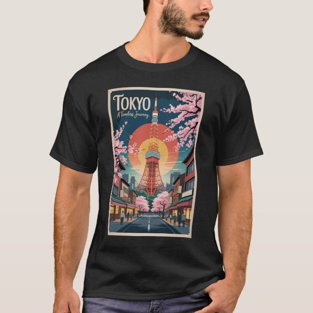 T-shirt Tokyo Japan Illustration Travel Art Vintage (Devant)