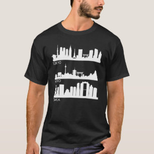 T-shirt Tokyo Osaka Kyoto Japan Cities Skyline