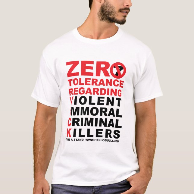 T-SHIRT TOLÉRANCE ZÉRO (Devant)