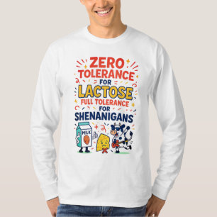 T-shirt Tolérance zéro pour le lactose amusant