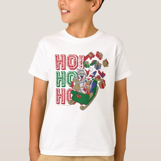 T-shirt Tom et Jerry livrent des cadeaux dans un hangar (Devant)