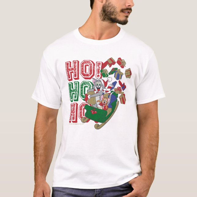 T-shirt Tom et Jerry livrent des cadeaux dans un hangar (Devant)