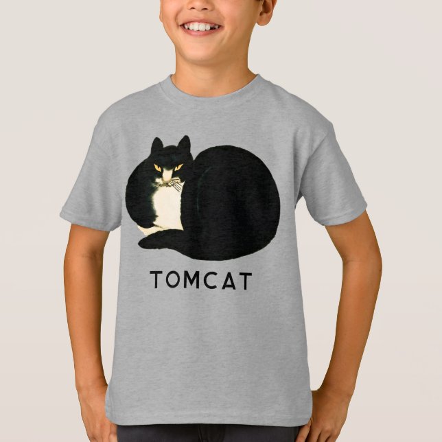 T-shirt Tomcat Chinese Qing Dynastie Manchu noir Chat (Devant)