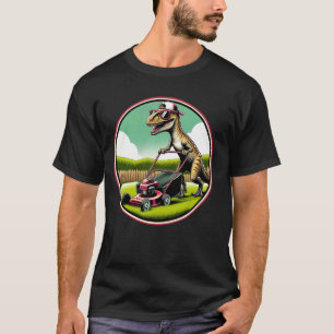 T-shirt Tondeuse à gazon drôle de vélociraptor dinosaure t