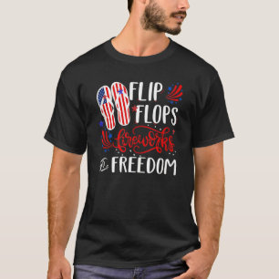 T-shirt Tongs Feux D'Artifice Et Liberté 4 Juillet Ameri