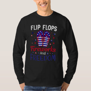 T-shirt Tongs Tirs Artificiels Et Liberté Drapeau Américai
