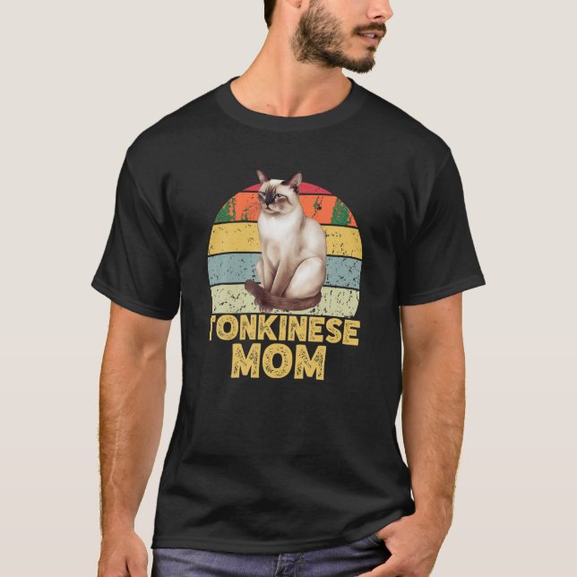 T-shirt Tonkinese Chat Maman Retro Drôle J'Aime Mon Tonkin (Devant)