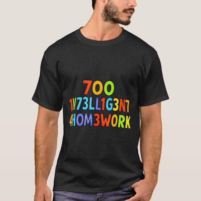 T-shirt Too Intelligent For Homework Funny School Kids Tee (Devant)