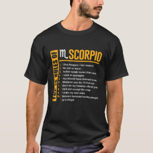 T-shirt Top 10 des règles de Scorpio Cadeaux d'anniversair