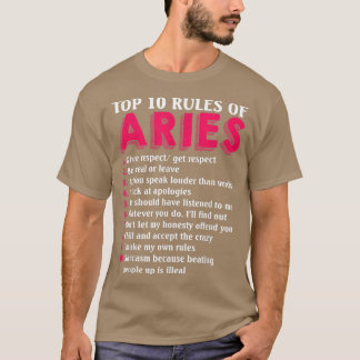 T-shirt Top 10 Règles De Béliers Signe Zodiaque