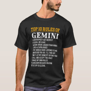 T-shirt Top 10 Règles De Gemini Mai 21 Juin 21