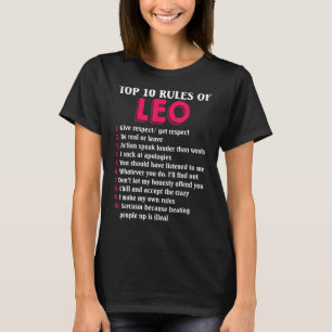 T-shirt Top 10 Règles Du Panneau Zodiaque Leo