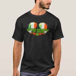 T-shirt Top Drapeau Irlandais Drunk Lunettes de soleil St