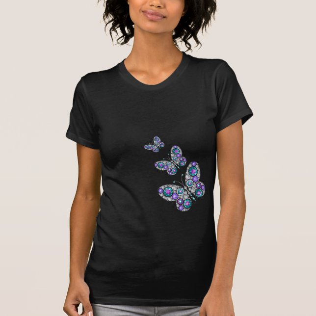 T-shirt Top femme des bijoux Rhestone papillon (Devant)