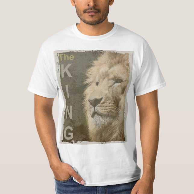 T-shirt Top Mens de Visage du lion animal tendance Modèle  (Devant)