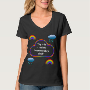 T-shirt Top V-Neck féminin 'Arc-en-ciel' (noir)