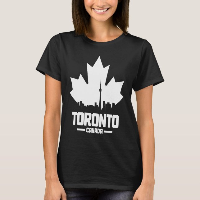 T-shirt Toronto Skyline Ontario Canada Maple Leaf Canadian (Devant)