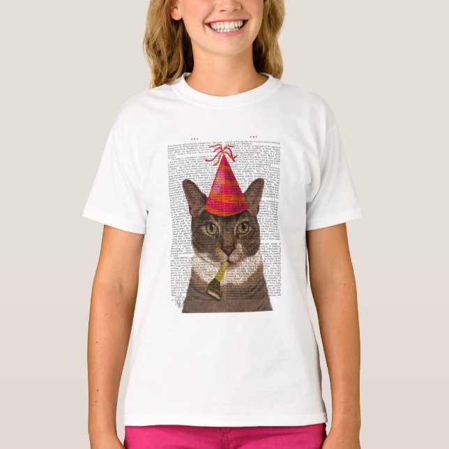 T-shirt Tortoiseshell Chat avec Casquette du Parti (Devant)