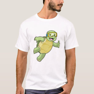 T-shirt Tortue à la natation avec lunettes de natation