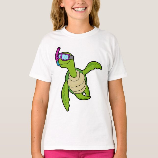 T-shirt Tortue à la natation avec tuba (Devant)