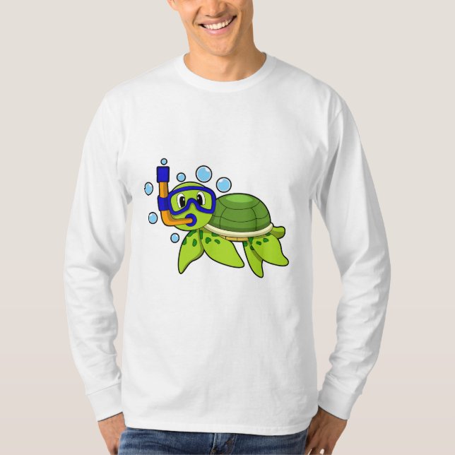 T-shirt Tortue à la plongée avec tuba (Devant)