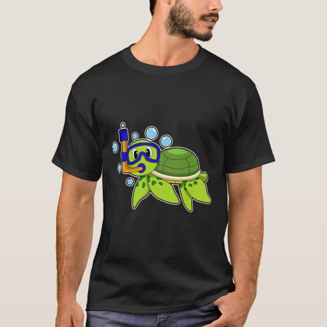 T-shirt Tortue à la plongée avec tuba (Devant)