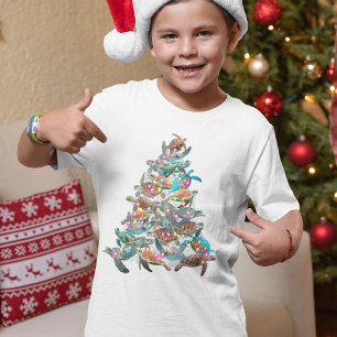 T-shirt Tortue Arbre de Noël Ornement Arbre de Noël Arbre