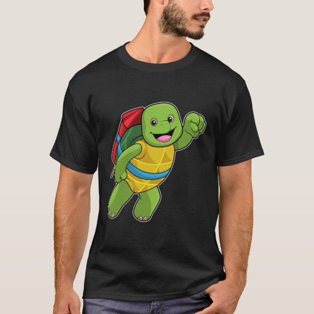 T-shirt Tortue au volant avec fusée (Devant)