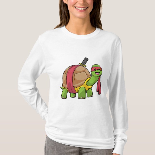 T-shirt Tortue aux arts martiaux avec épée (Devant)