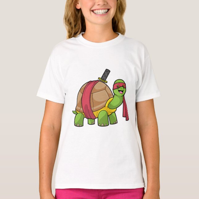 T-shirt Tortue aux arts martiaux avec épée (Devant)