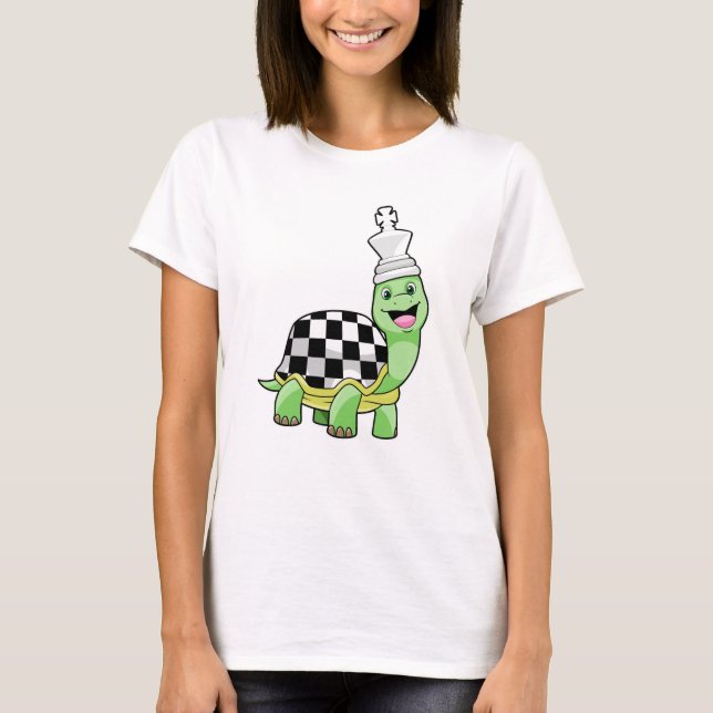 T-shirt Tortue aux échecs avec jeu d'échecs & King (Devant)