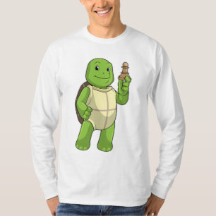 T-shirt Tortue aux échecs avec pièce d'échecs Pion