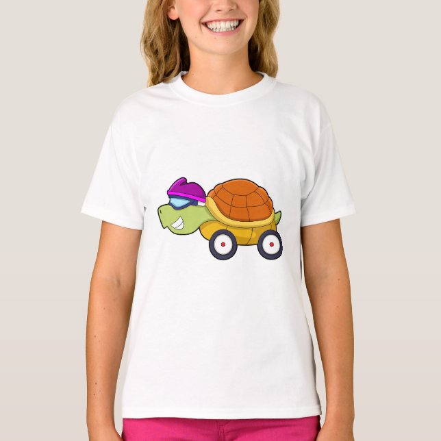 T-shirt Tortue avec coquille comme voiture (Devant)