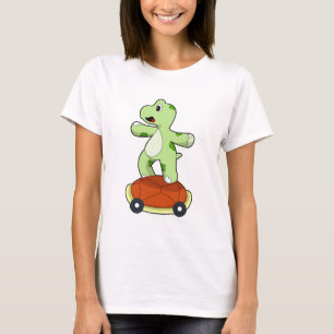 T-shirt Tortue avec coquille en tant que skateboard