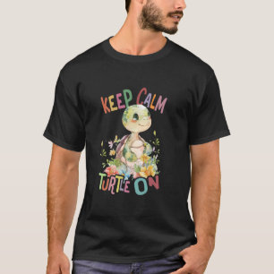 T-shirt tortue avec des fleurs mignonnes tortues bouclées