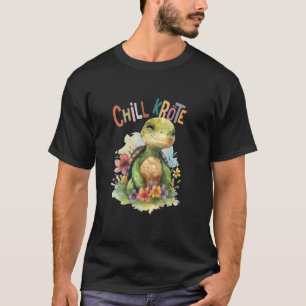 T-shirt tortue avec des fleurs mignonnes tortues bouclées 