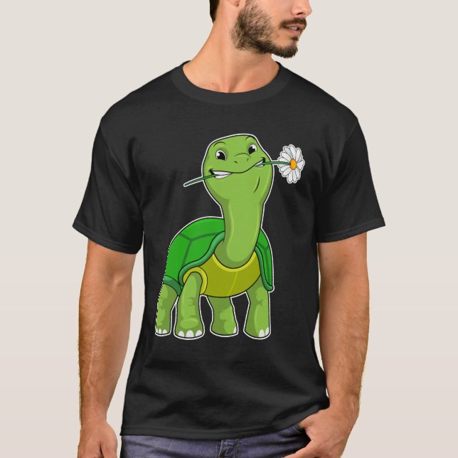 T-shirt Tortue avec marguerite à fleurs (Devant)