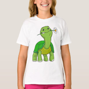 T-shirt Tortue avec marguerite à fleurs