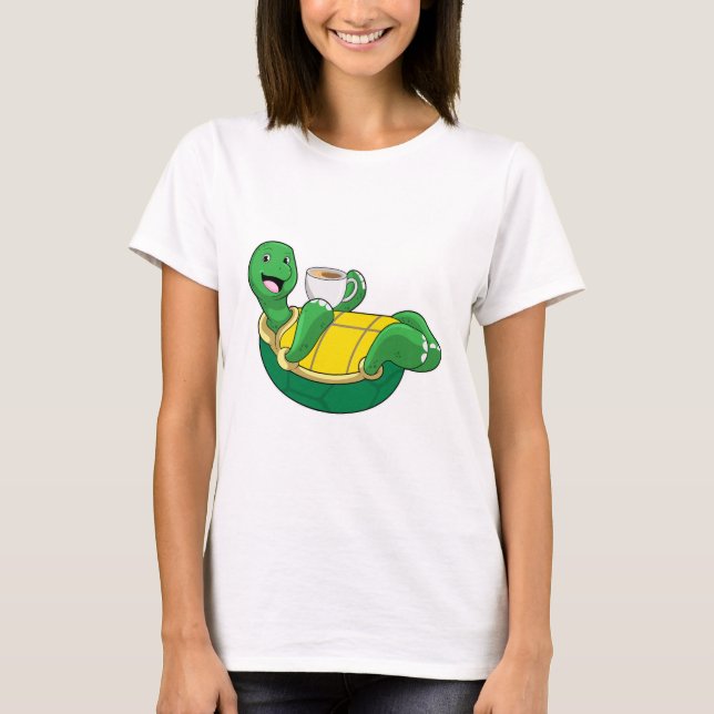 T-shirt Tortue avec tasse de café (Devant)