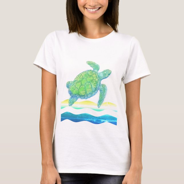 T-shirt Tortue bleue et verte (Devant)