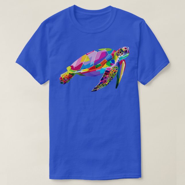T-shirt Tortue colorée Flottant de la mer Tortue géométriq (Design devant)