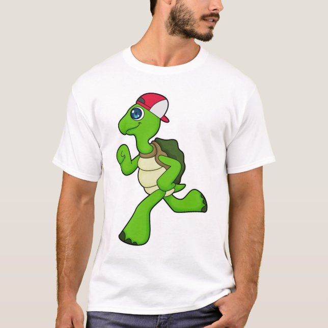 T-shirt Tortue comme coureur avec Casquette (Devant)