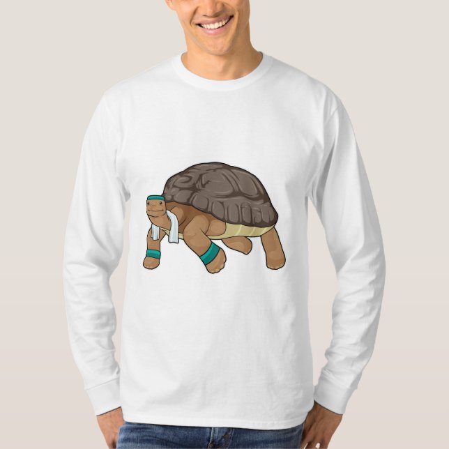 T-shirt Tortue comme coureur avec serviette (Devant)