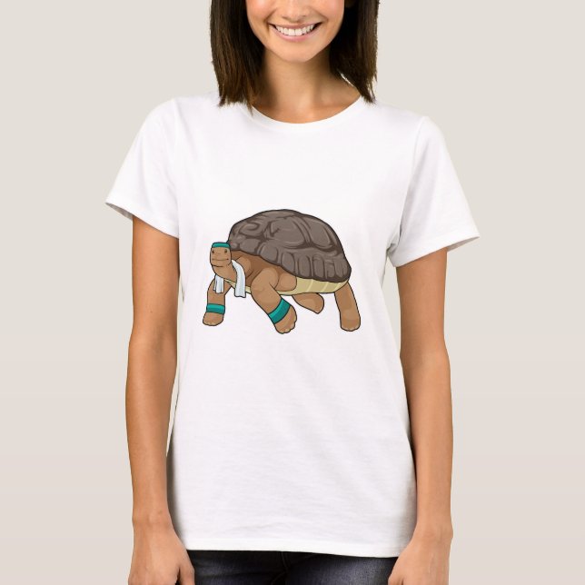 T-shirt Tortue comme coureur avec serviette (Devant)