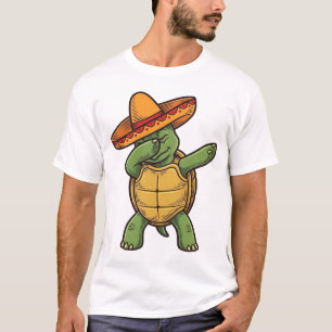 T-shirt Tortue Dabbing Sombrero Design Vectoriel Vintage_1
